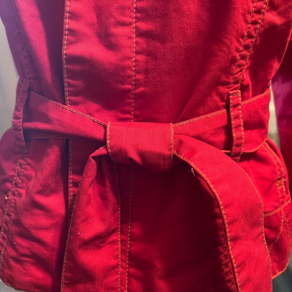 CAbi! Red Nautical zip front cotton jacket with belt. Size Small - Picture 3 of 10